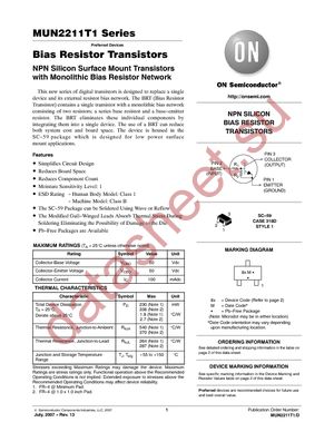 MUN2211T1G datasheet  